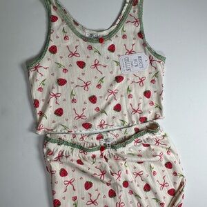 Messy Bun Just Chillin PJs with Strawberries, Tulips & Bows